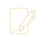 Icona luminosa di una penna che scrive, simbolo di copywriting e contenuti per siti web sanitari