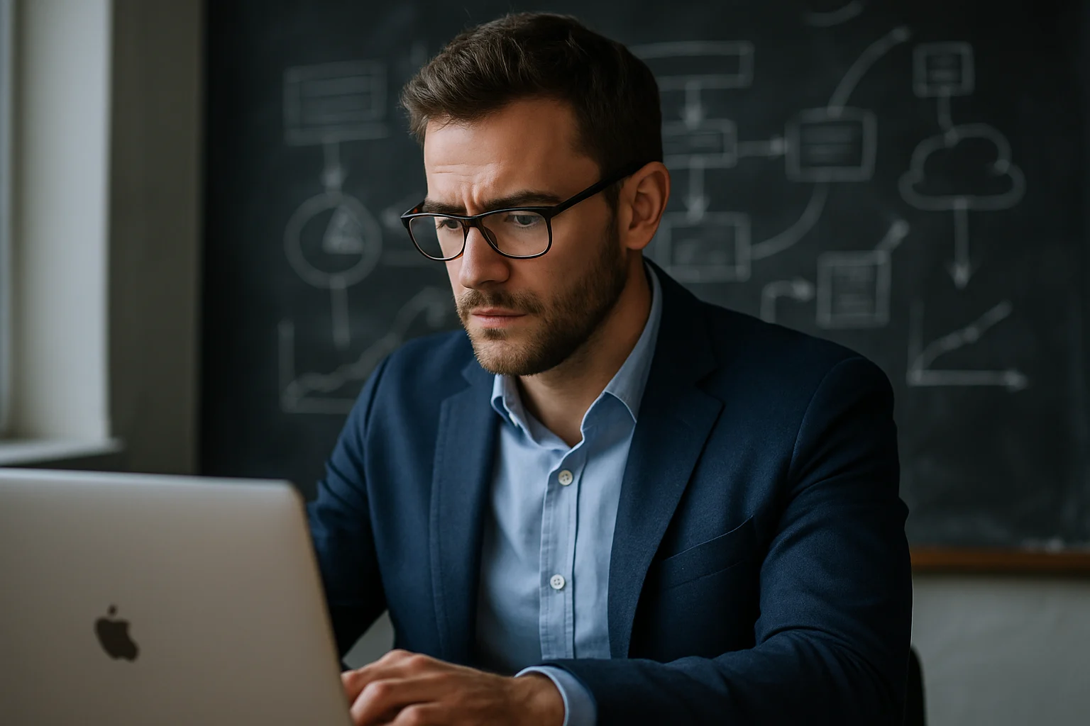 Professionista web lavora su sito aziendale