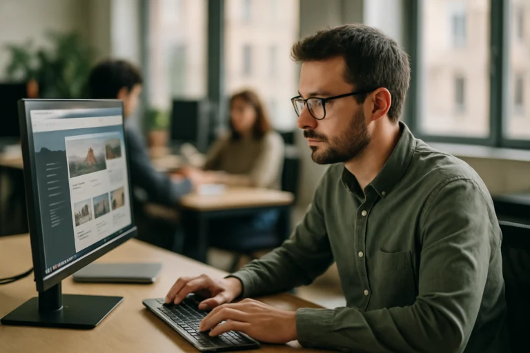 designer freelance al lavoro su un sito a Padova