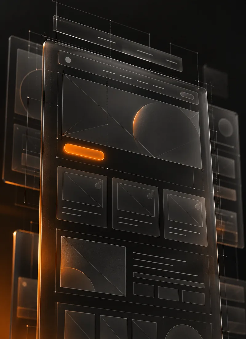 Illustrazione astratta di una pagina web in costruzione